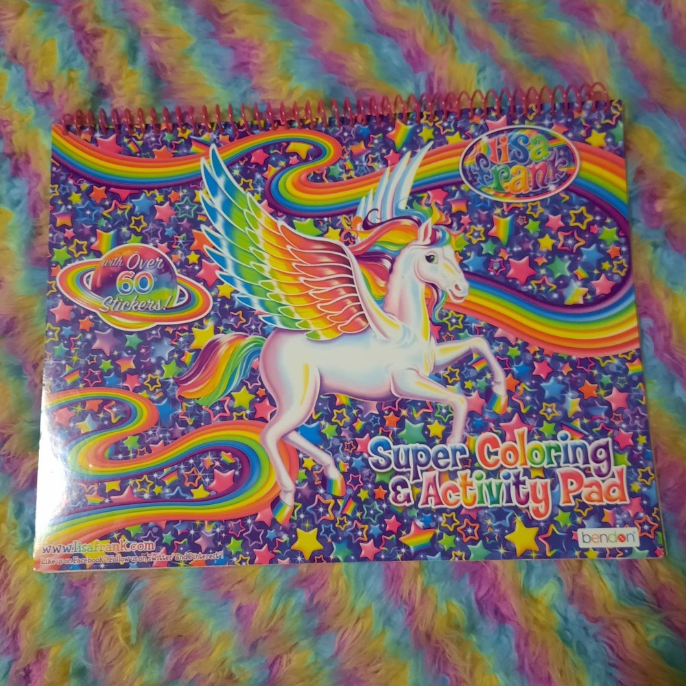 Lisa Frank Pegasus Super Coloring Activty Pad w/ 50+ Stickers